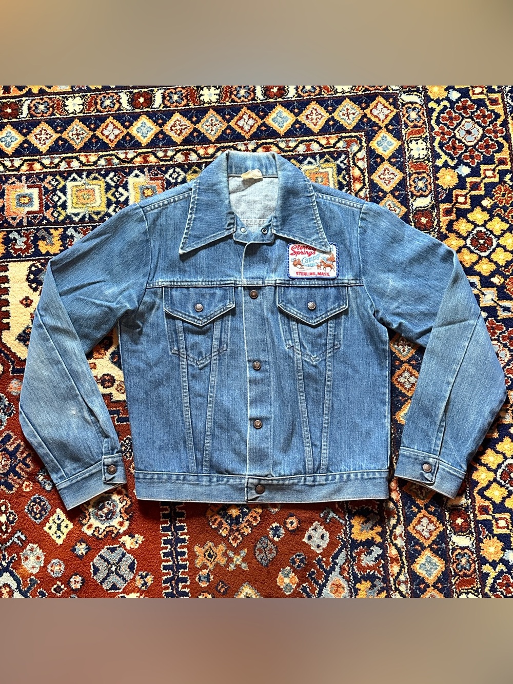 Vintage 70s Sterling MASS. Campground Denim Trucker Jacket Union Made